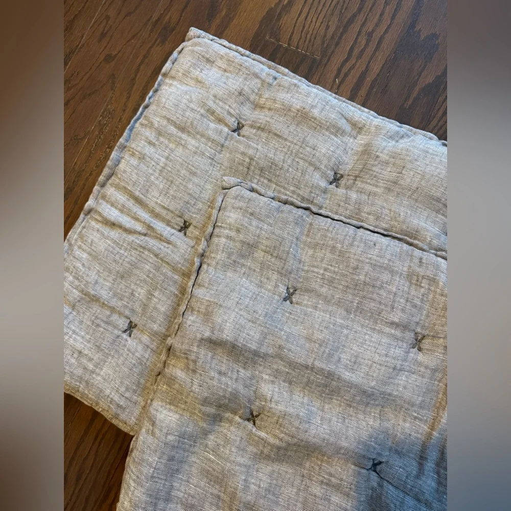 Restoration Hardware 2 Standard Grey Linen Gauze Shams 20x28